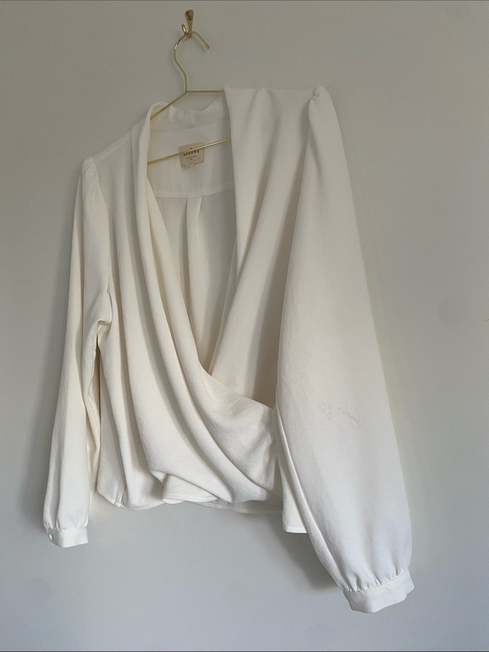 Sézane Abélia Ecru Draped Wrap Blouse - Picture 11 of 14